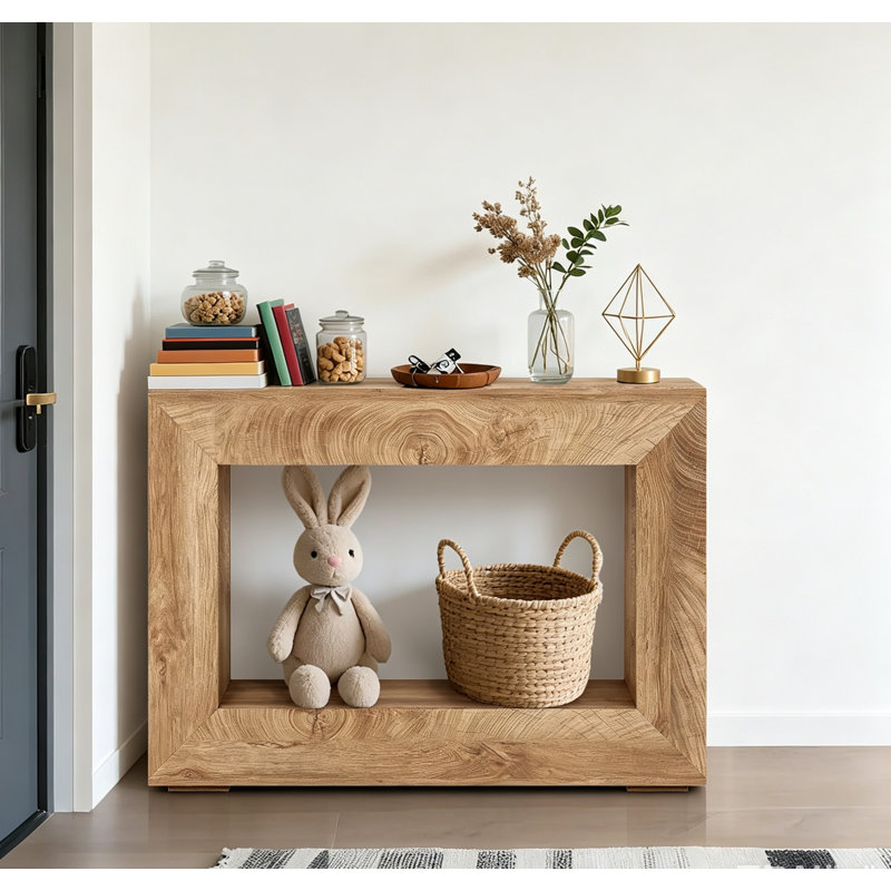 Hallway 47" Farmhouse Console Table, Rustic Minimalist Vintage Entryway Table w/ Open Shelves - Wooden Storage Sofa Table Behind Couch
