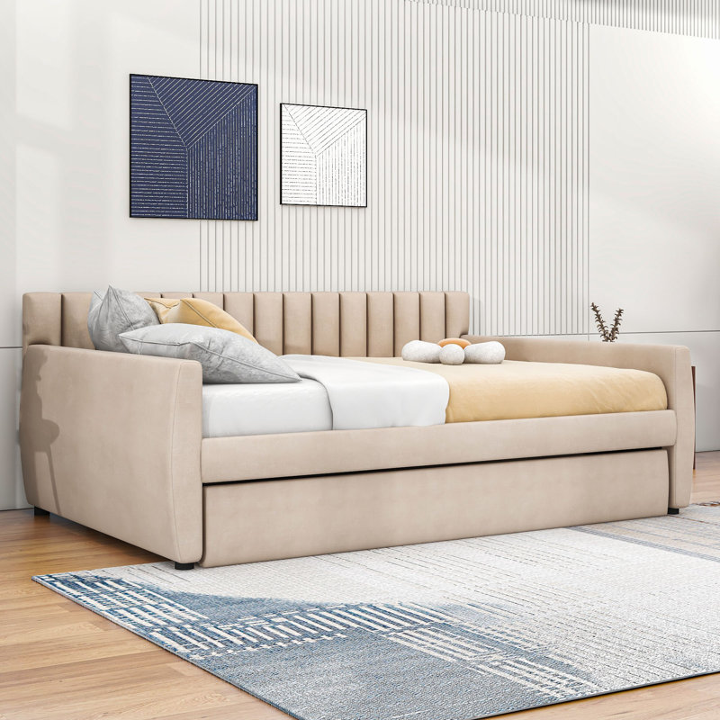 Brynleifur Full / Double Daybed with Trundle, Beige