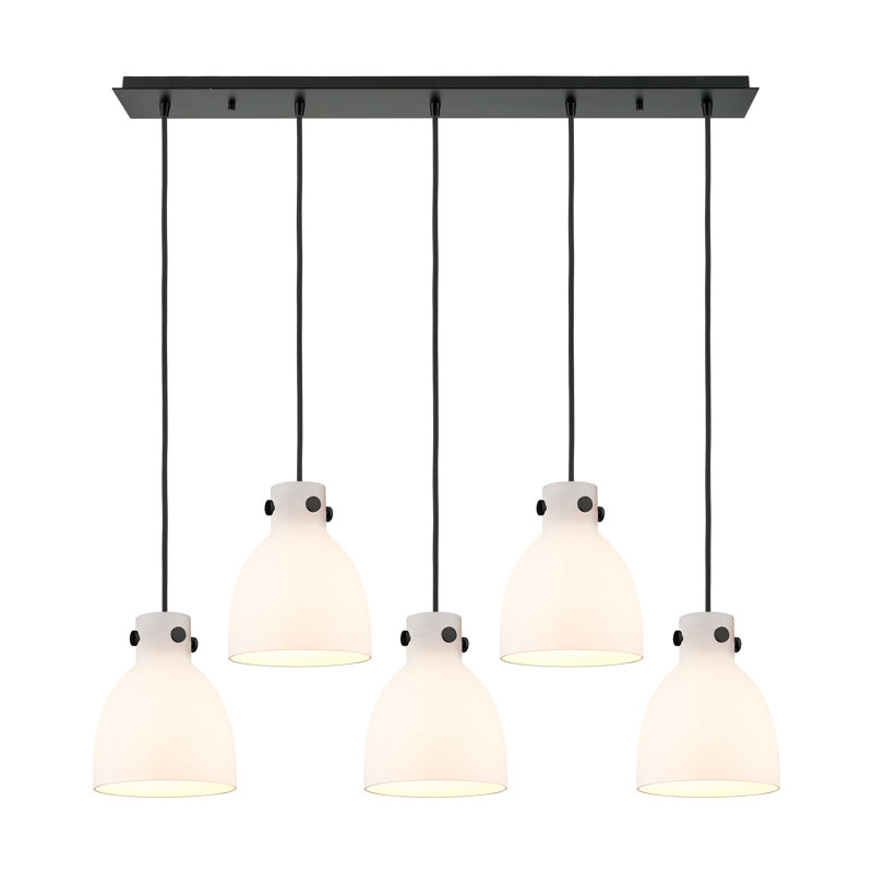 Luminaire suspendu grappe 5 lumières Amrith, Blanc, Noir mat