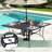 9 Piece Patio Dining Set, Outdoor Dining Table And Chairs Set For 8, 8 Swivel Chairs, 1 Iron Square Table With Adjustable Umbrella Hole, Patio Furniture Set For Deck, Backyard, Lawn, Poolside, Brown/gray/blue-109334043