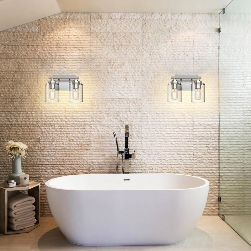 Modern Bathroom Vanity Light Fixture With Finish And Clear Glass Shade, Dimmable Wall Sconce Lighting For Bathroom, Bedroom, And Living Room