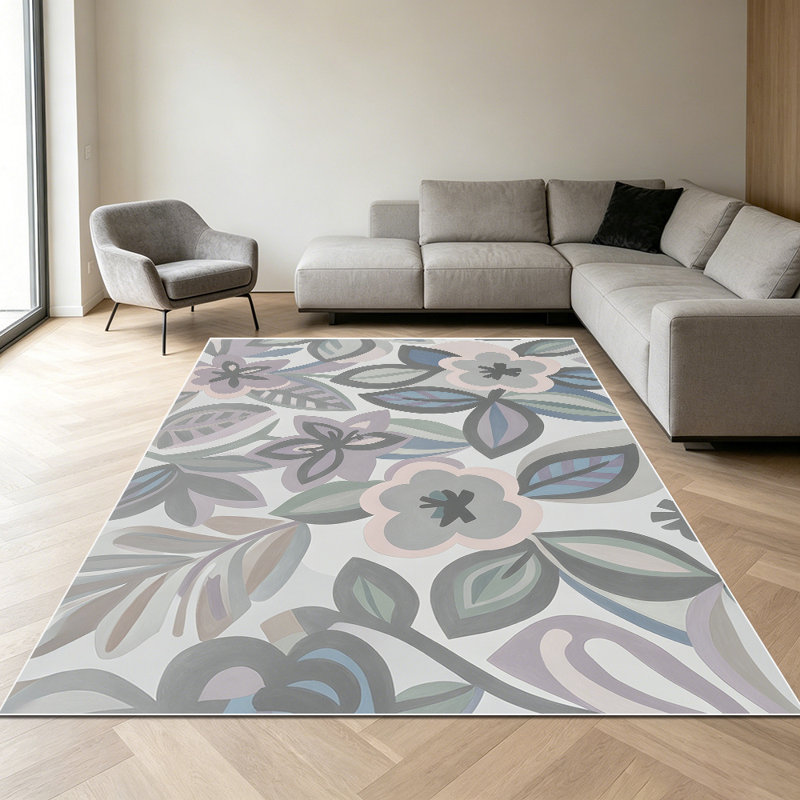 1PC Muted Vintage Hand-painted Floral Leaf Pattern area rugs for Living Room, Soft and Comfortable, Suitable for all seasons, easy-to-maintain, machine washable Indoor floor mat, Under Table Farmhouse suitable for Dining Table, Bedroom, Kitchen,