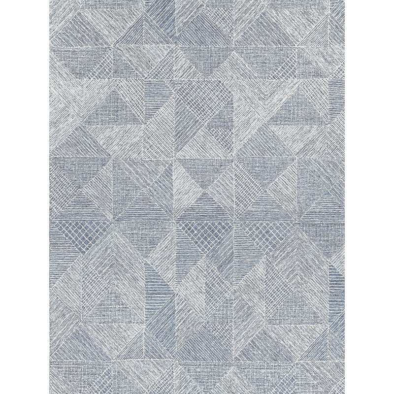 Caprice Geometric Handmade Tufted Area Rug, Rectangle 9' x 12', Navy Blue/Ivory