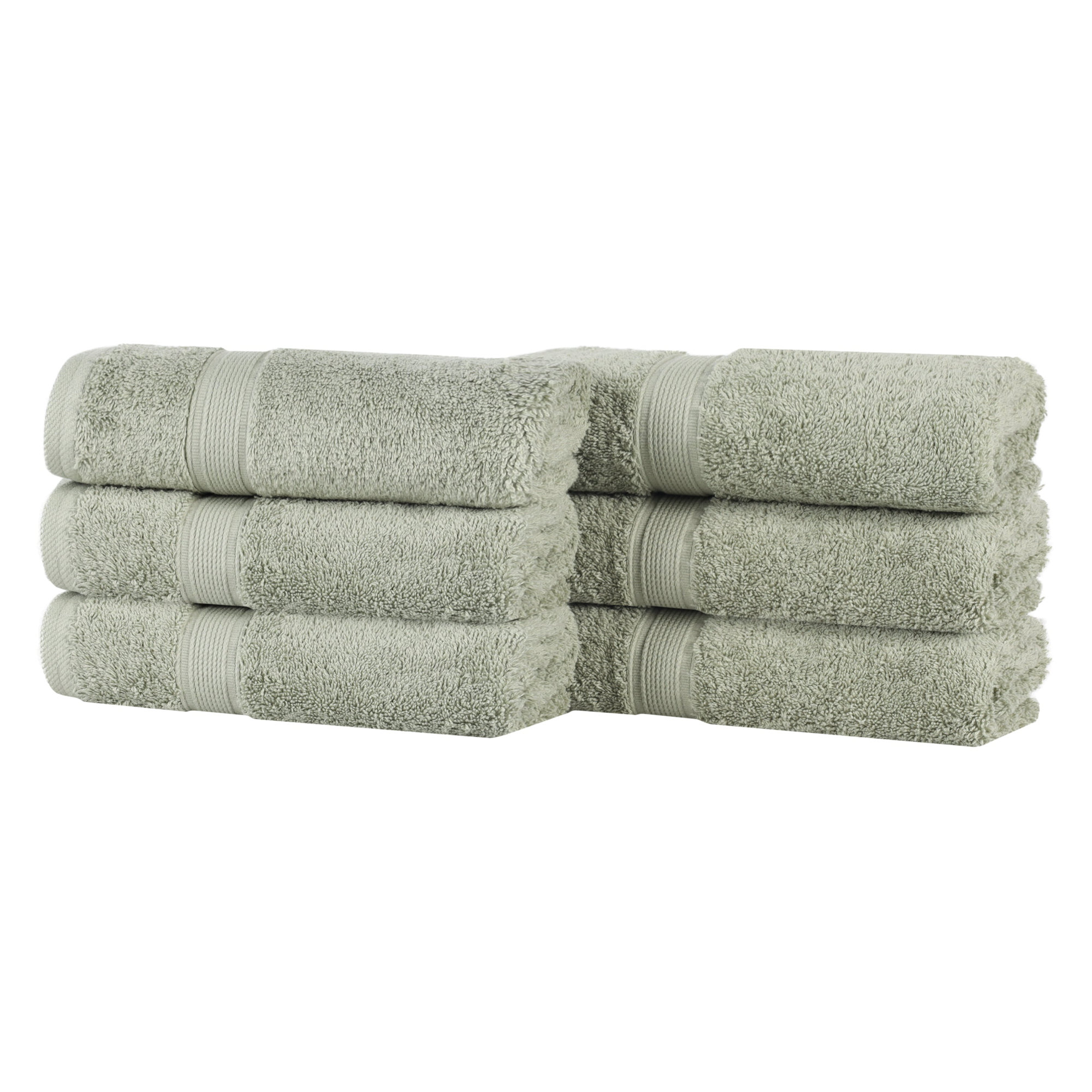 Lyndon Organic Cotton Medium Weight Towel Set, Sage, 6 Hand Towel Set