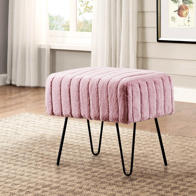 Defranco Upholstered Ottoman, Polignac Faux Fur