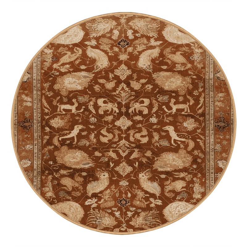 Tapis brun lavable à la machine, Rond 4 pi