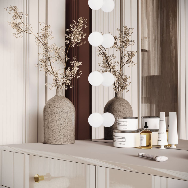 Dressing Table with Mirror, Cashmire/Gold