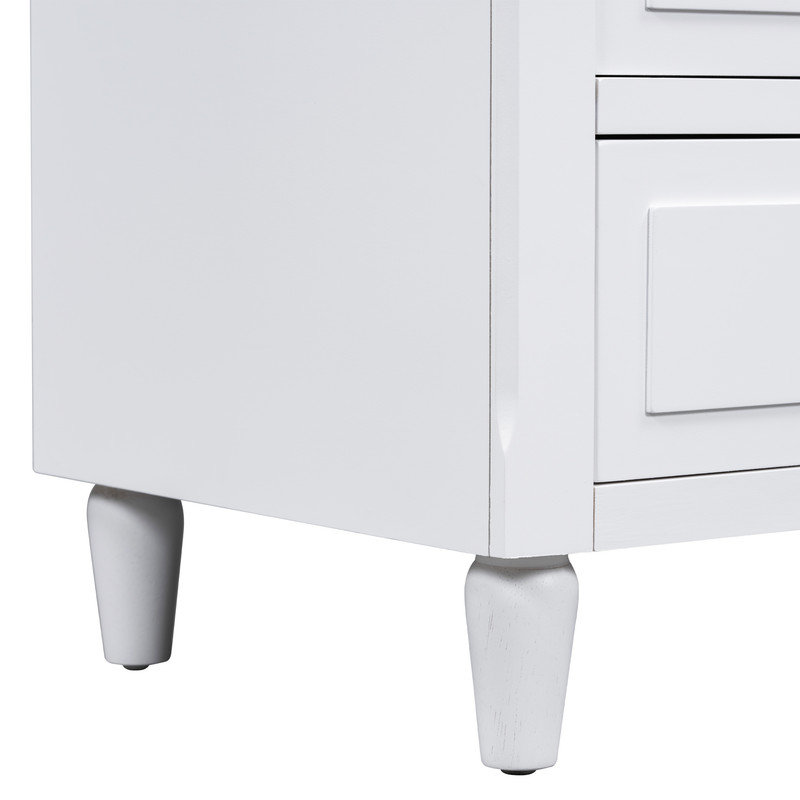 Table de chevet peinte de 28 po avec 3 tiroirs et glissières coulissantes, armoire de chevet simple avec poignée en métal, table d'appoint minimaliste avec pieds en caoutchouc pour canapé de chambre à coucher
