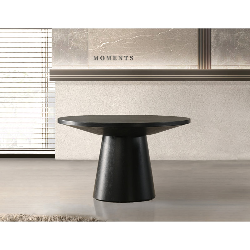 Andreacchio Pine 29" Round Wood Coffee Table, Matte Black, 17.04" H x 29.04" L x 29.04" W