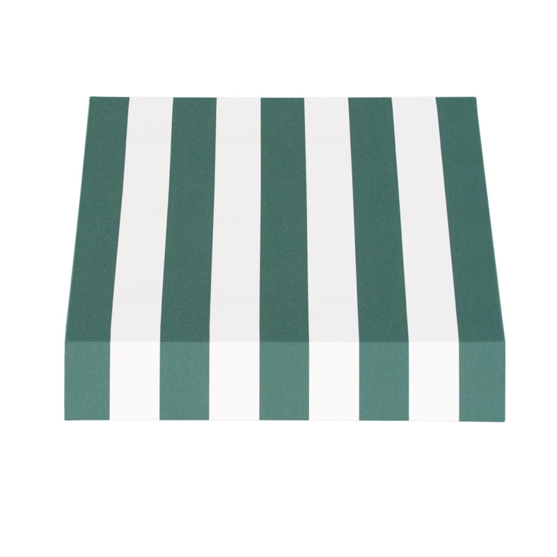Auvent fixe en tissu acrylique New Yorker Awntech, H 18 po x l 52,5 po x P 36 po, Forêt / rayure blanche