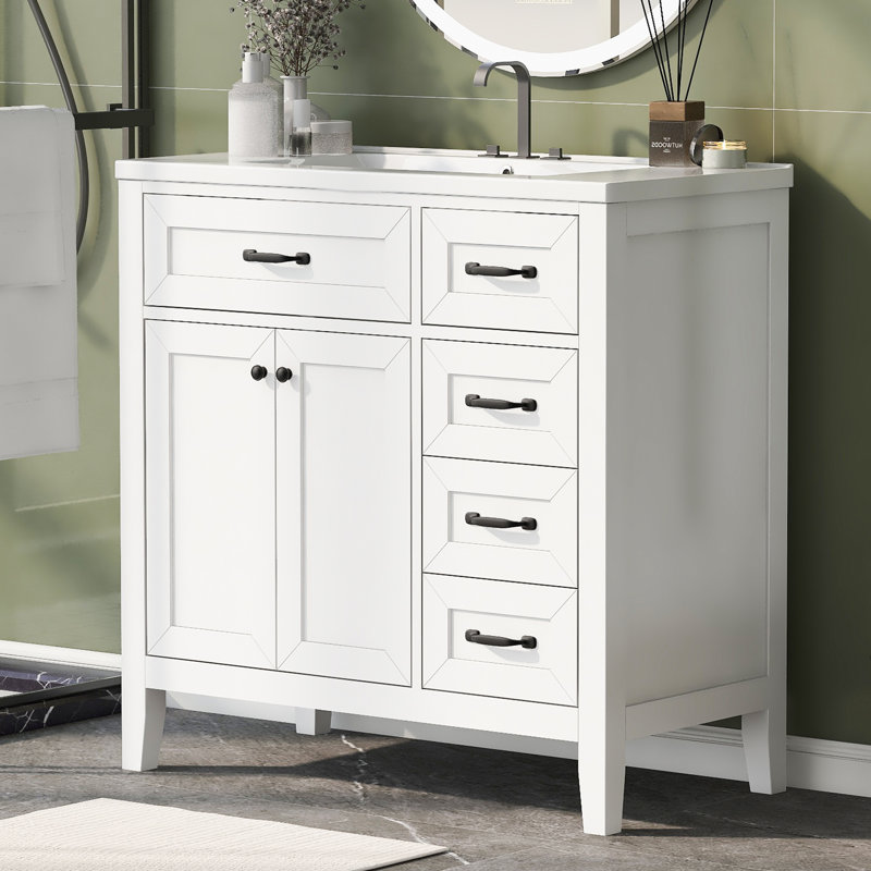 Ensemble de meuble-lavabo 36 po avec évier - Armoire avec tiroirs, structure solide et panneau de fibres à densité moyenne