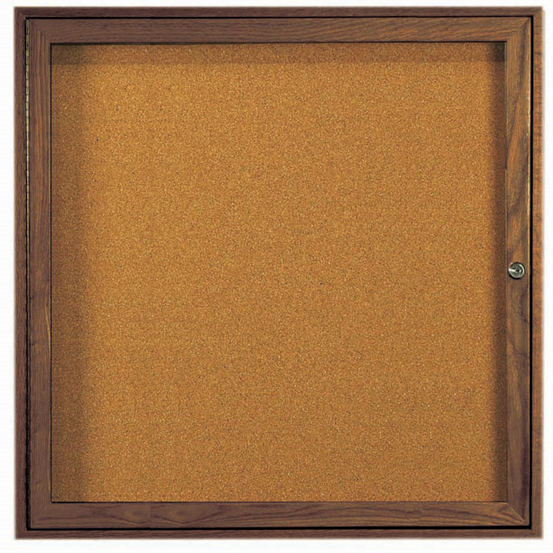 Wall Cork Bulletin Board, One, Walnut Stain, 36" H x 36" W