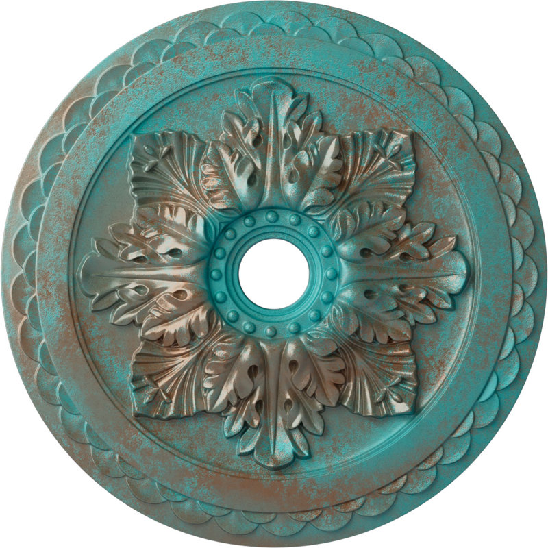 Médaillon de plafond de luxe de 23 5/8 po x 3 po x P 2 po (convient aux auvents jusqu'à 4 po), Cuivre patiné de vert