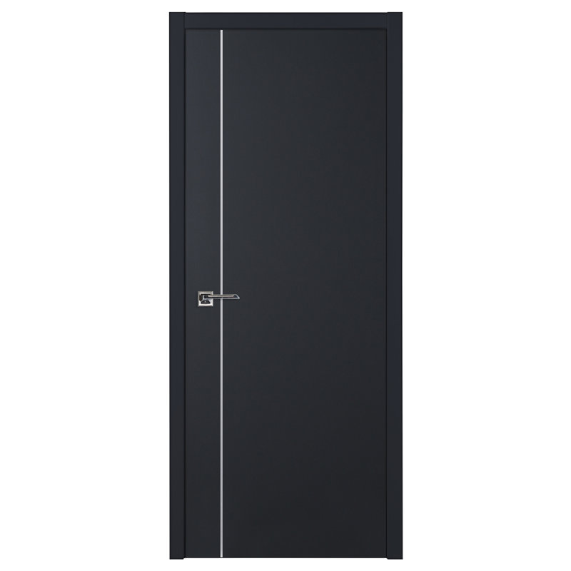 Glam G-Pro 003 Porte intérieure moderne en stratifié noir doux pré-suspendu 24 po x 96 po, Noir doux, Gauche, 24 po x 96 po