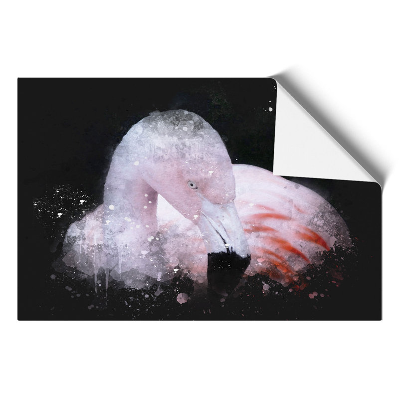 Pink Flamingo Paint Splash - Frameless Print, 59cm H x 84cm W x 0.1cm D