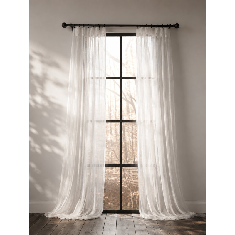 Baltej Semi Sheer Curtain Single Panel, 54" x 108", White