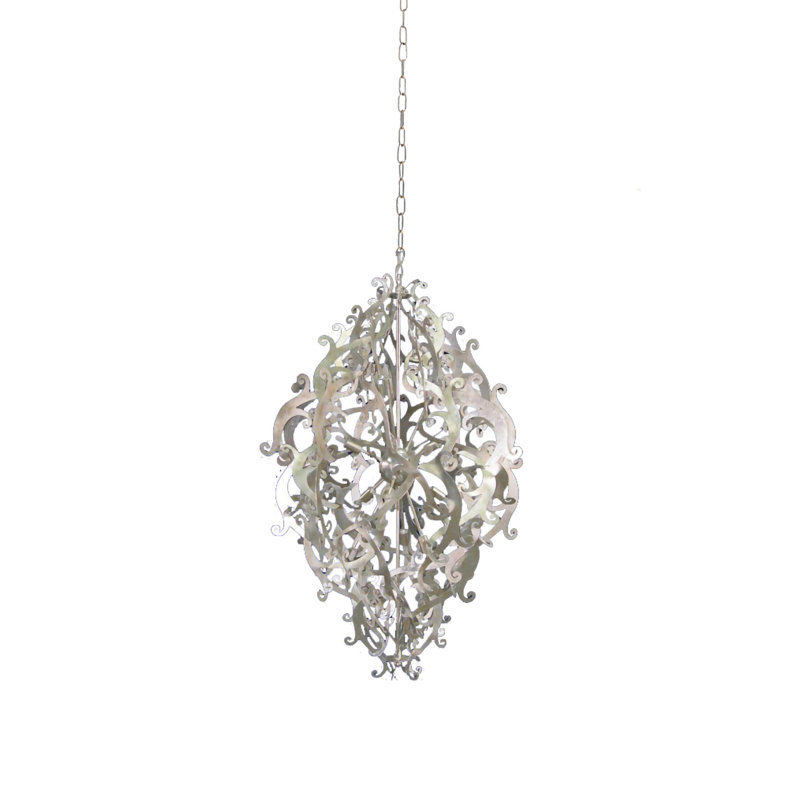 Lustre feuille d'argent 5 lumières