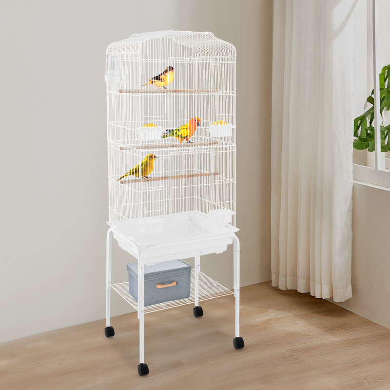 Cage à oiseaux avec roues 54 x 18 x 14,6 po, Blanc