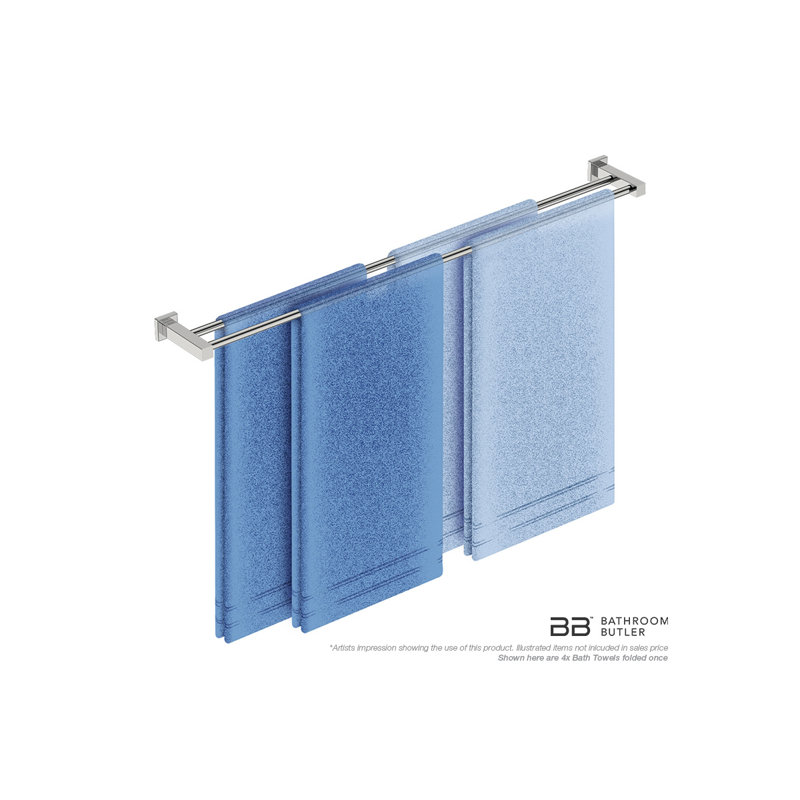 Double Wall Mounted Towel Bar, Polished Stainless Steel