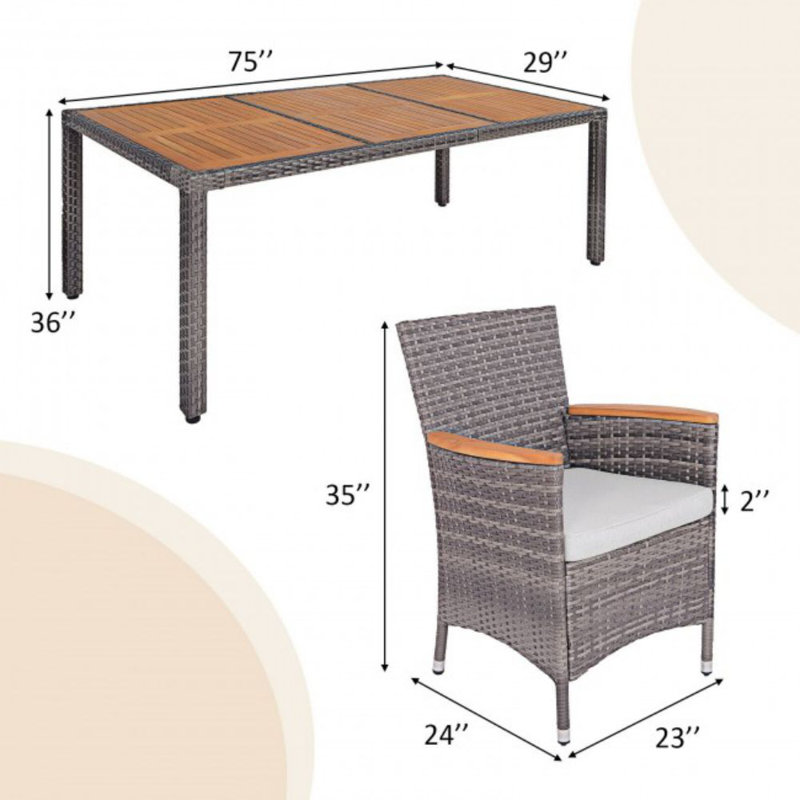Akyrie 8 - Person Acacia Wicker Patio Dining Set with Square Table