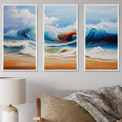 «Vibrant Beach Waves 1» - art mural vagues côtières