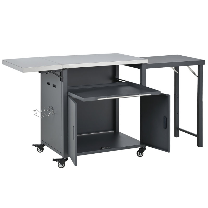 Chariot de barbecue pliable pour l'extérieur, Grey