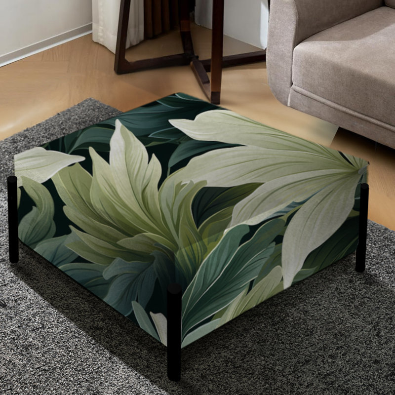 Leafy Tranquility Tropical Pattern - Tropical Large Square Ottoman