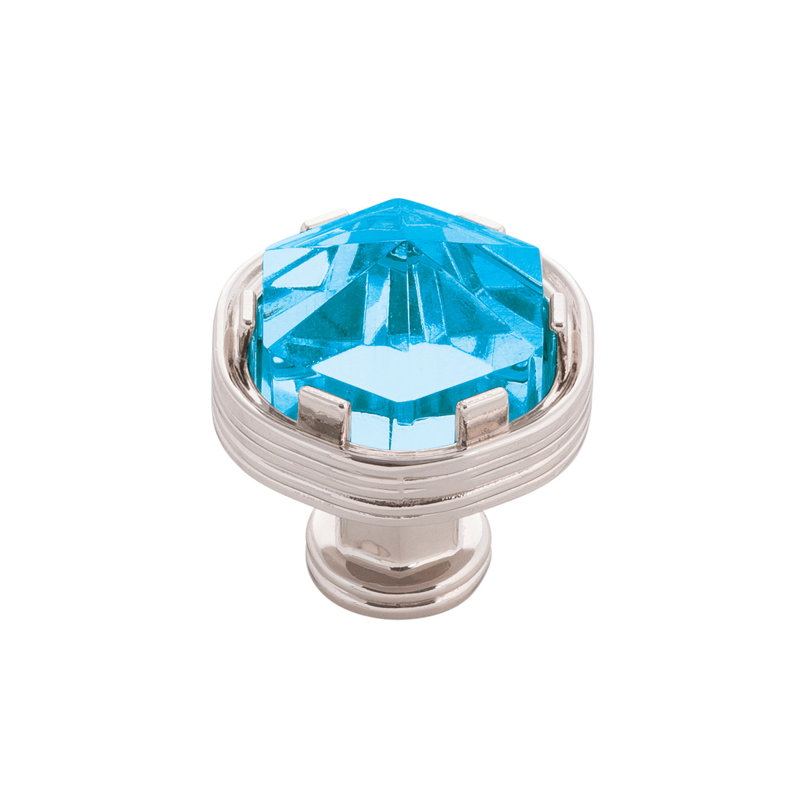 Chrysalis Collection Knob 1-3/16 Inch Diameter, Polished Nickel/Blue