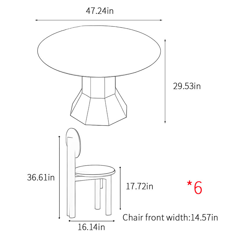 Modern simple round dining table sets, 29.53"H x 47.24"L x 47.24"W