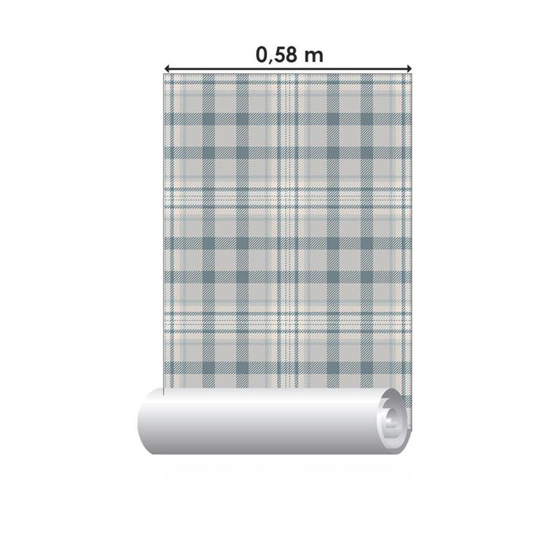 Rouleau de papier peint adhésif Heimdal, Bleu / gris, L 126 po x l 24 po