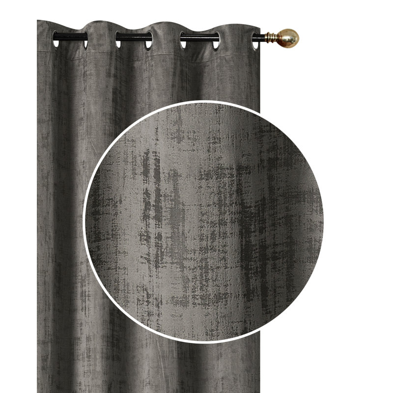 Velvet Semi Sheer Curtain Pair, 22" W x 72" L, Gray
