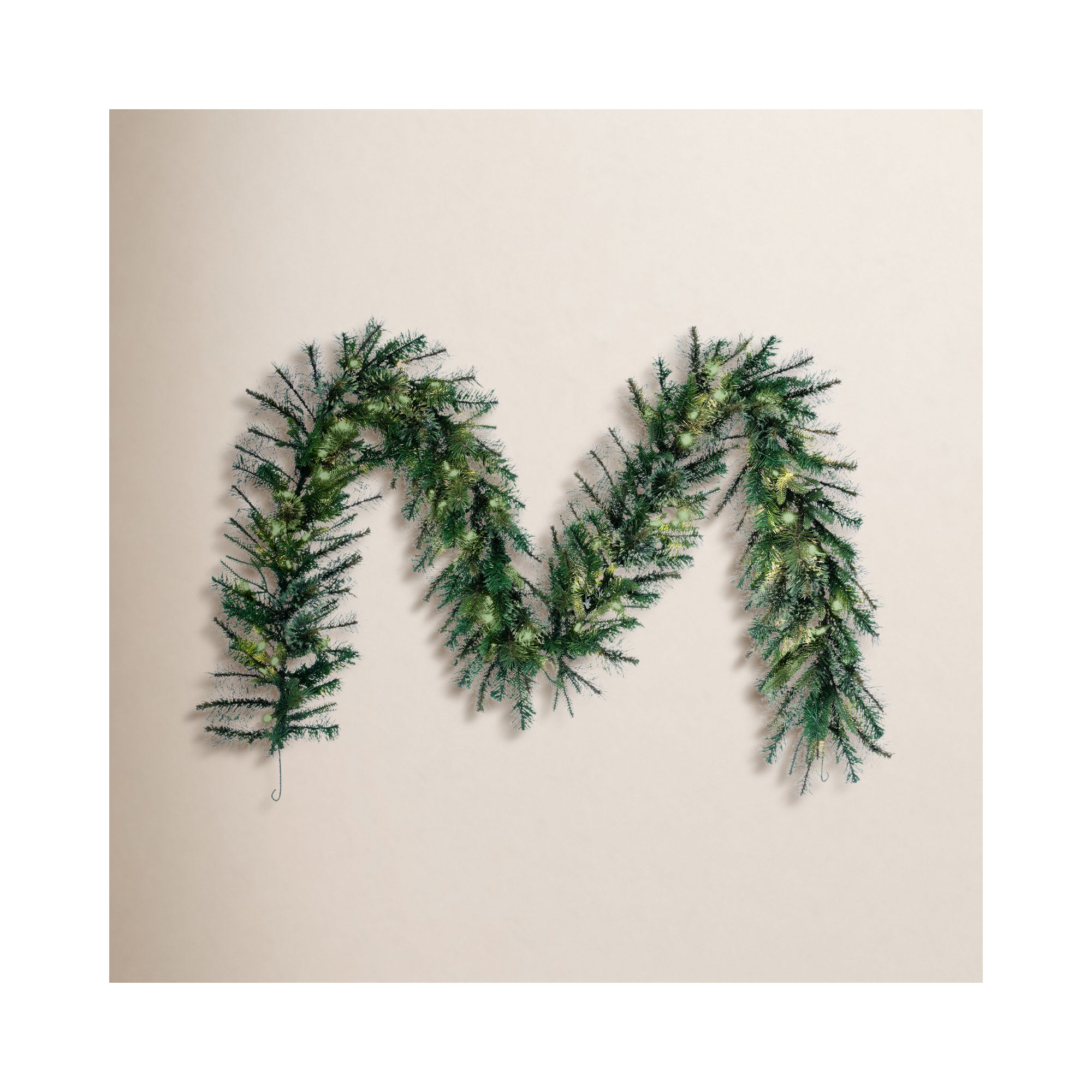 Pre-Lit Mixed Cashmere Pine Artificial Christmas Garland, Warm Clear