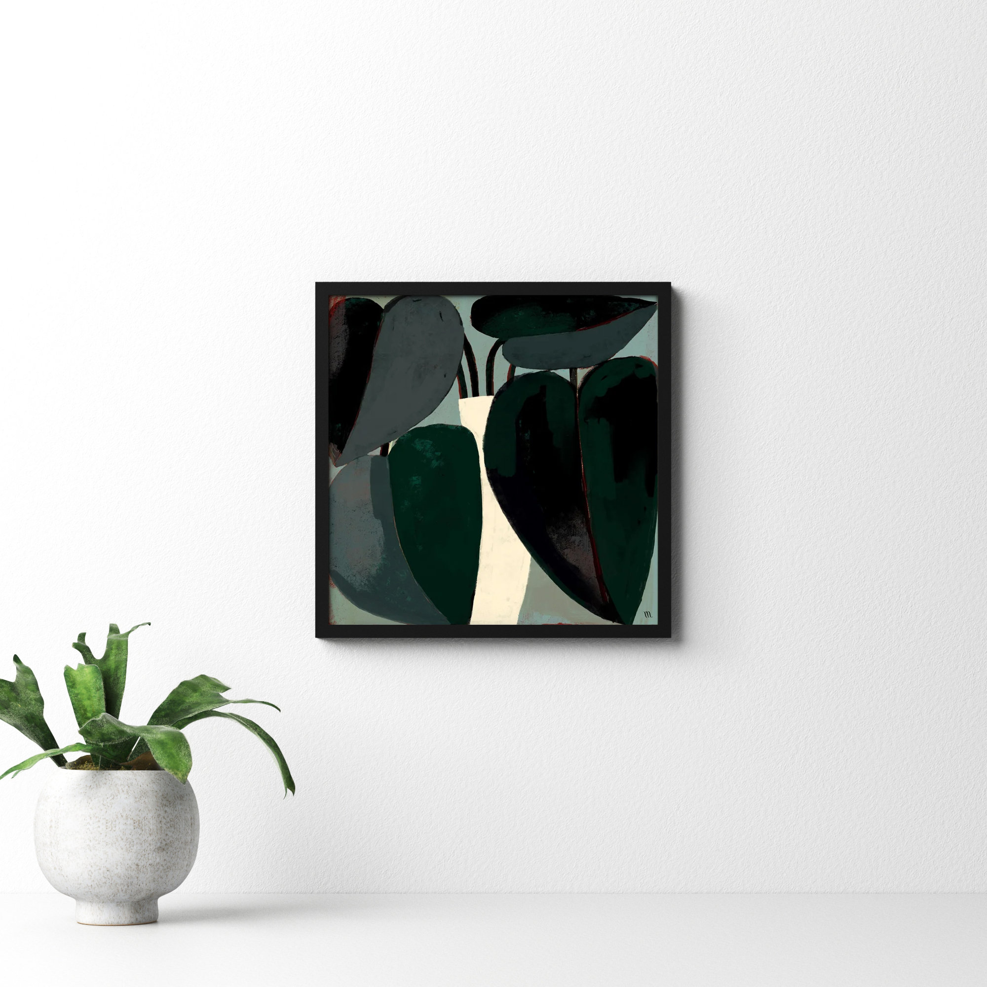Fall Plant by StudioM, Black, 16" H x 16" W x 1.25" D
