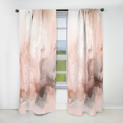 Pink Delicate Abstract Marble I - Modern Velvet Curtain - Room Darkening - 1 panel