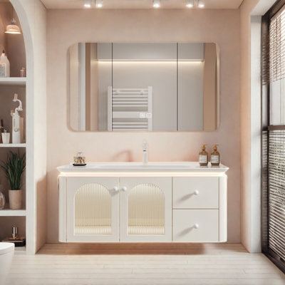Light luxury French cream style bathroom cabinet