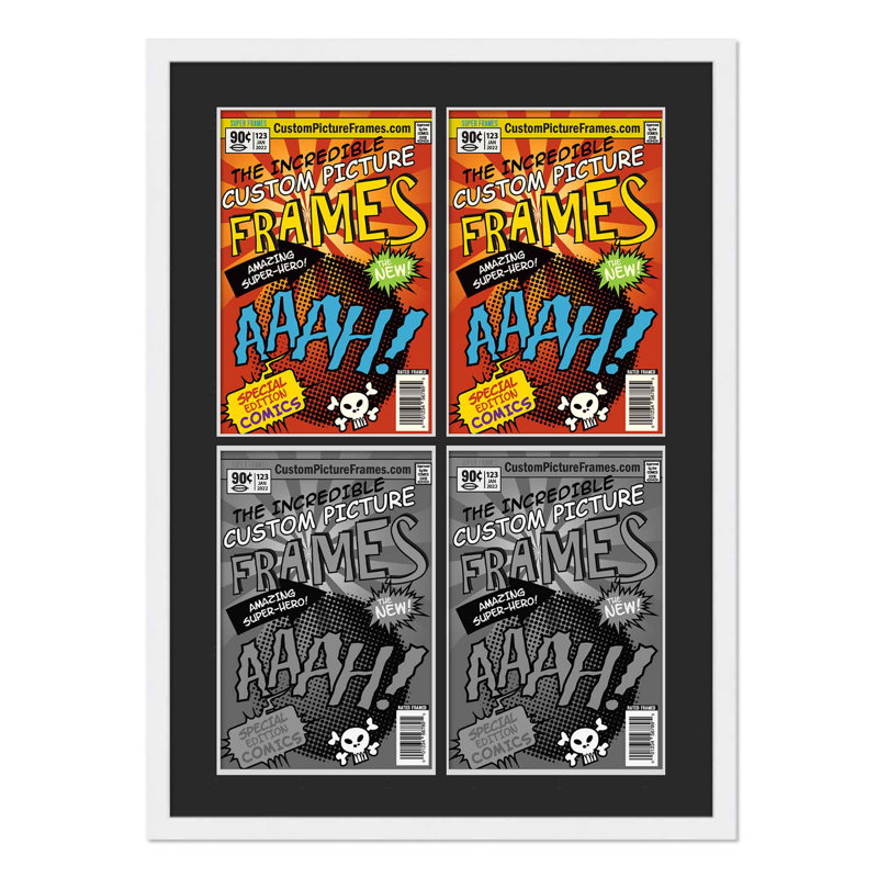 Wood Picture Frame with Mat, White/Black, 7.75" x 10.5"