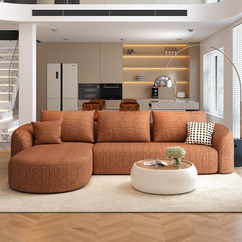 Canapé modulaire à dossier incurvé de luxe modulaire à dossier incurvé de 138,6 po Boneless, Orange