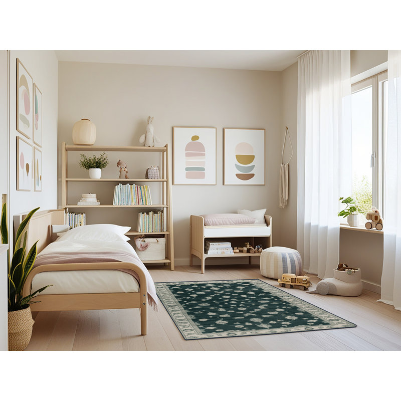 Machine Washable Overdyed Blue Area Rug, Rectangle 4' x 6'