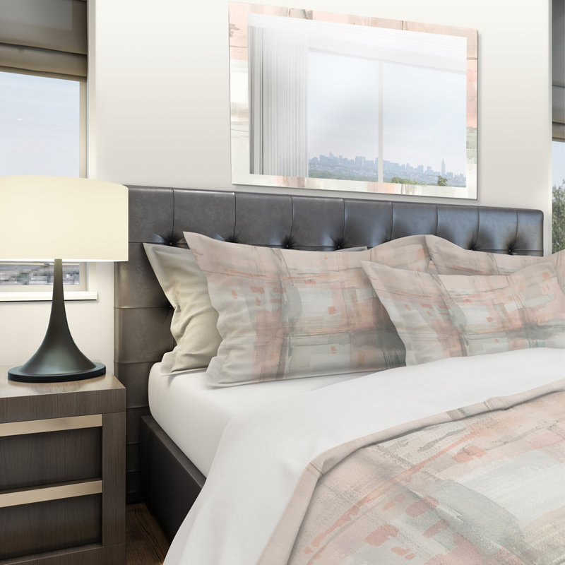 Ensemble de housse de couette moderne gris et rose Intersect II, Housse de couette double / grand et 2 taies