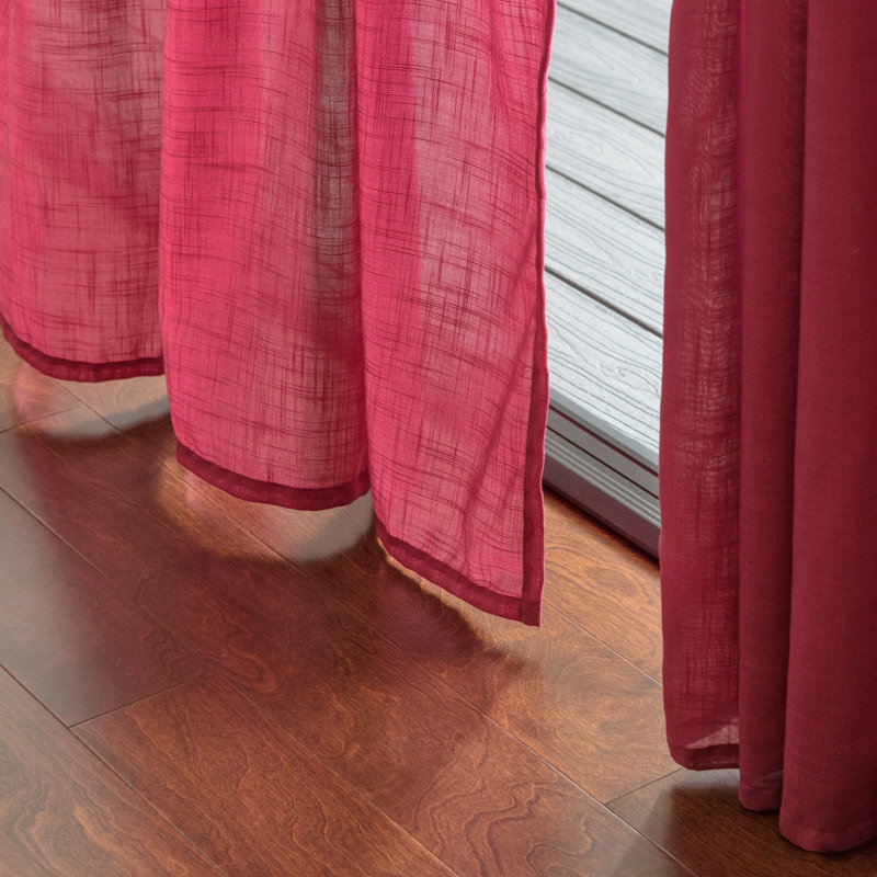 Misenheimer Solid Semi-Sheer Rod Pocket Curtain Panels, Red, 52" x 96"