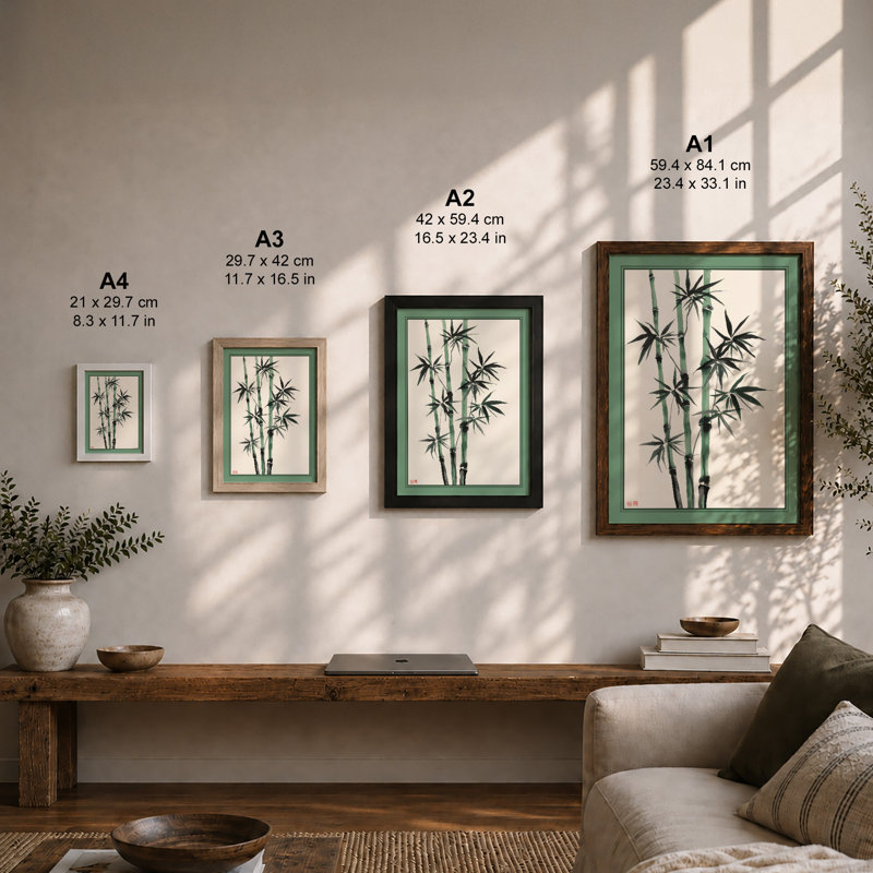 Bamboo in Silence Japandi - Framed Print, A1 - 84.1 x 59.4 cm, Walnut