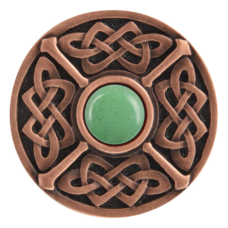 Jewel Mushroom Knob, Antique Copper/Green