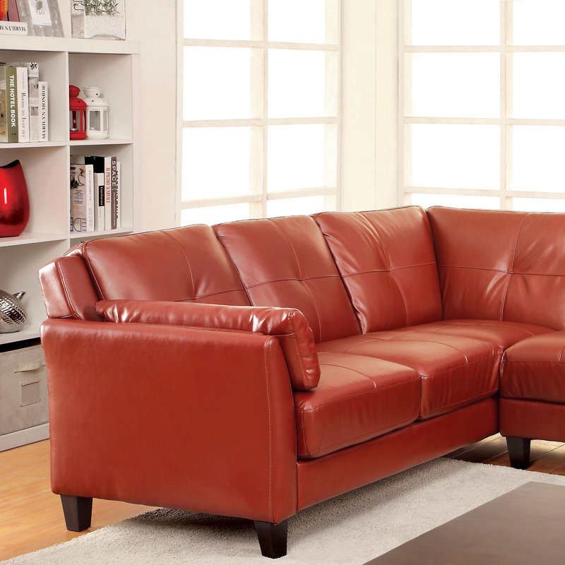 Knowle Faux Leather L-Shaped Sectional Left Hand Facing, Faux Leather Red