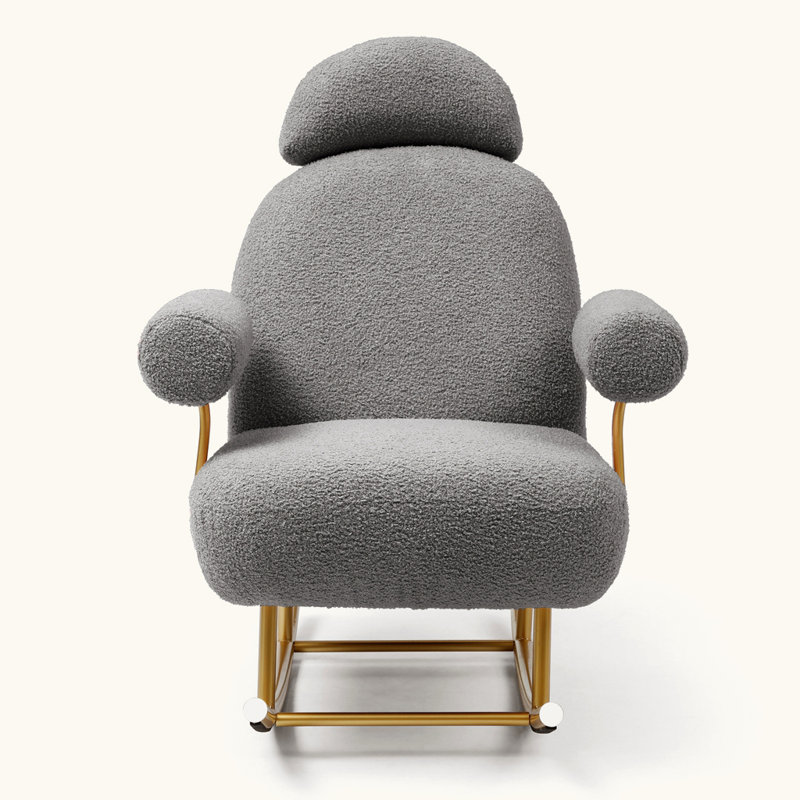 Modern Sherpa Fabric Nursery Rocking Chair, Grey