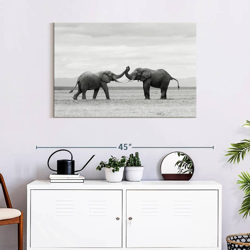 Crowle Fighting Elephants, 24" H x 36" W