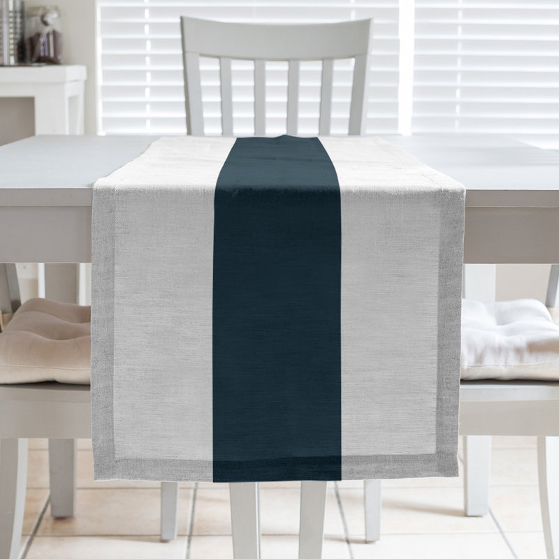 New Orleans Football Stripes Table Runner, 90" x 16", Polyester, Houston Throwback Football Off White/Dark Blue