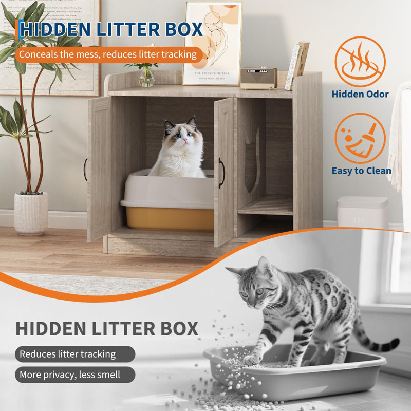 Enclos pour chat caché, litière pour chat à l'épreuve des chiens, Grey