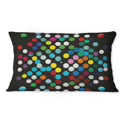 Color Coding Circular Geometry On Black - Abstract Geometric Printed Throw Pillow