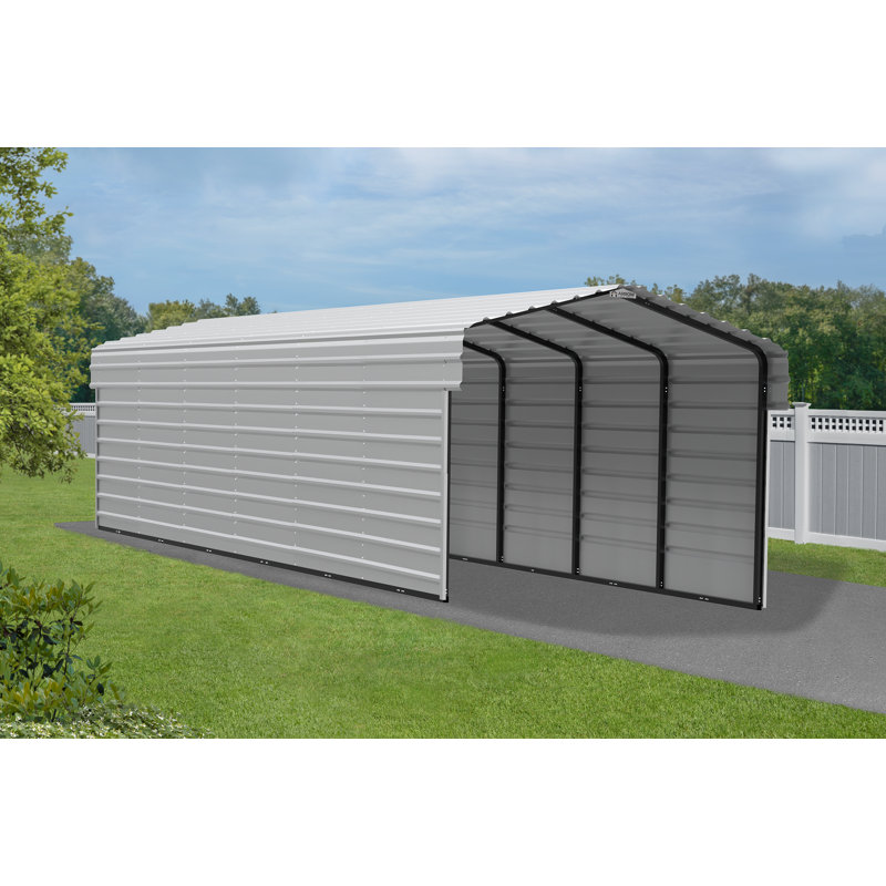 Abri d'auto en acier avec 2 ensembles de parois latérales, 10 x 29 x 7, Blanc