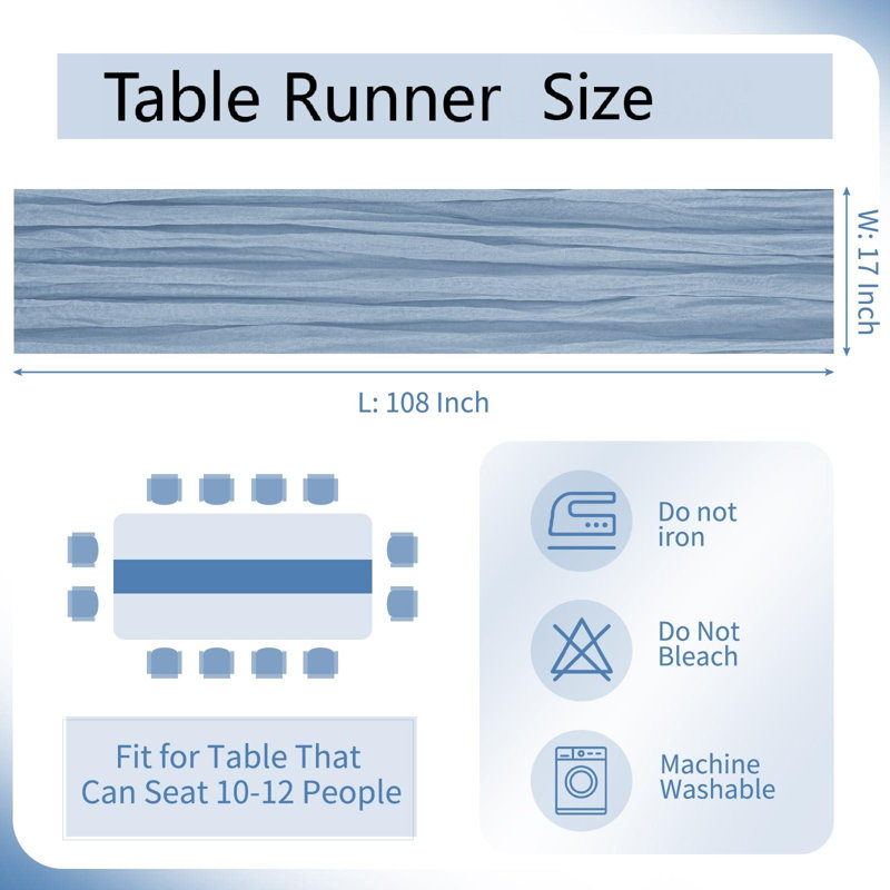 Chemin de table Dusty Blue (paquet de 10 / bleu cendré), Dusty Blue